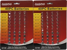 2x 40 pc Assorted ALKALINE Button Coin Battery Cell Watch Calculator Flashlight
