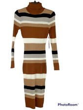 Almost Famous Woman  s Junior  s Body Con LS Dress Stripes Size Small MSRP 40