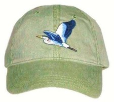 Great Blue Heron Embroidered Cotton Cap NEW B...