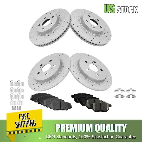 Front Drilled & Slotted Brake Rotors & Ceramic Pads Kit For Pontiac Vibe, Toyota Corolla, Matrix