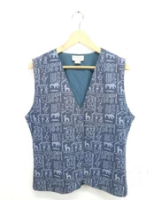 Womens Natural Choice 100% Cotton Made In India Vest Blue Animal Vintage Small