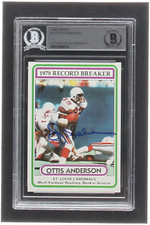 Ottis Anderson Signed 1980 Topps #1 RB / Most Yardage Rushing (BGS) - Rookie Car