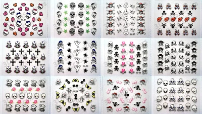 Halloween 3D Nail Art Stickers Pumpkins Ghosts Bats Cats Skulls Cross Bones etc