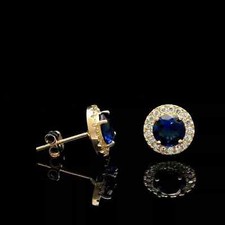 2Ct Round Cut Blue Sapphire Lab-Created Stud Earring's 14K Yellow Gold Plated