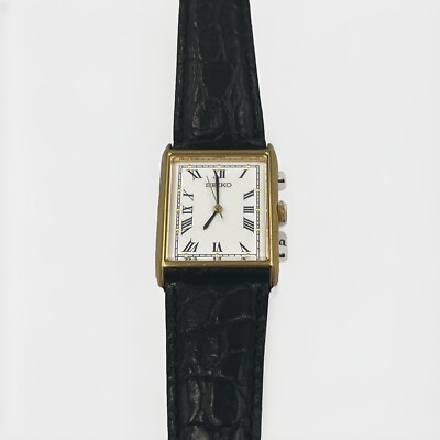 Vintage 90's Seiko Tank Wristwratch w/ Gold Dots Ultra Rare V701