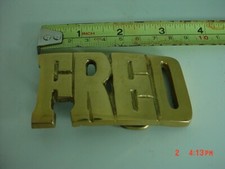 Solid Brass Name FRED Belt Buckle Vintage