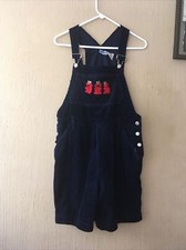 Elmo Sesame Street Navy Blue Corduroy Overalls Vintage Unisex Youth Large