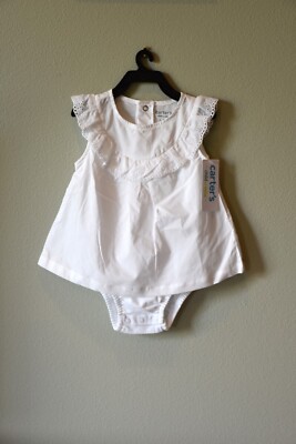 NWT Carter's Child of Mine Baby Girl Eyelet 100% Cotton Baby 1 Pc Romper