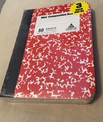 3 Pack Mini Composition Book Note Pad in 3 Different Color Red Green ...