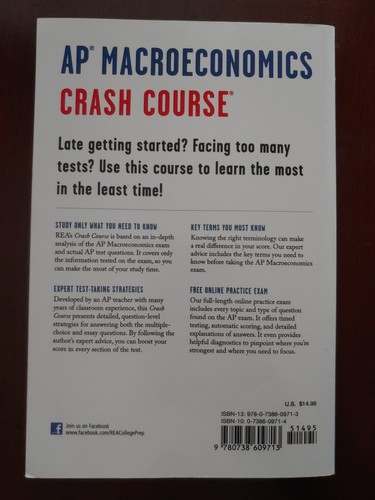 AP Macroeconomics Crash Course Book Advanced Placement Test Prep - Picture 2 of 2