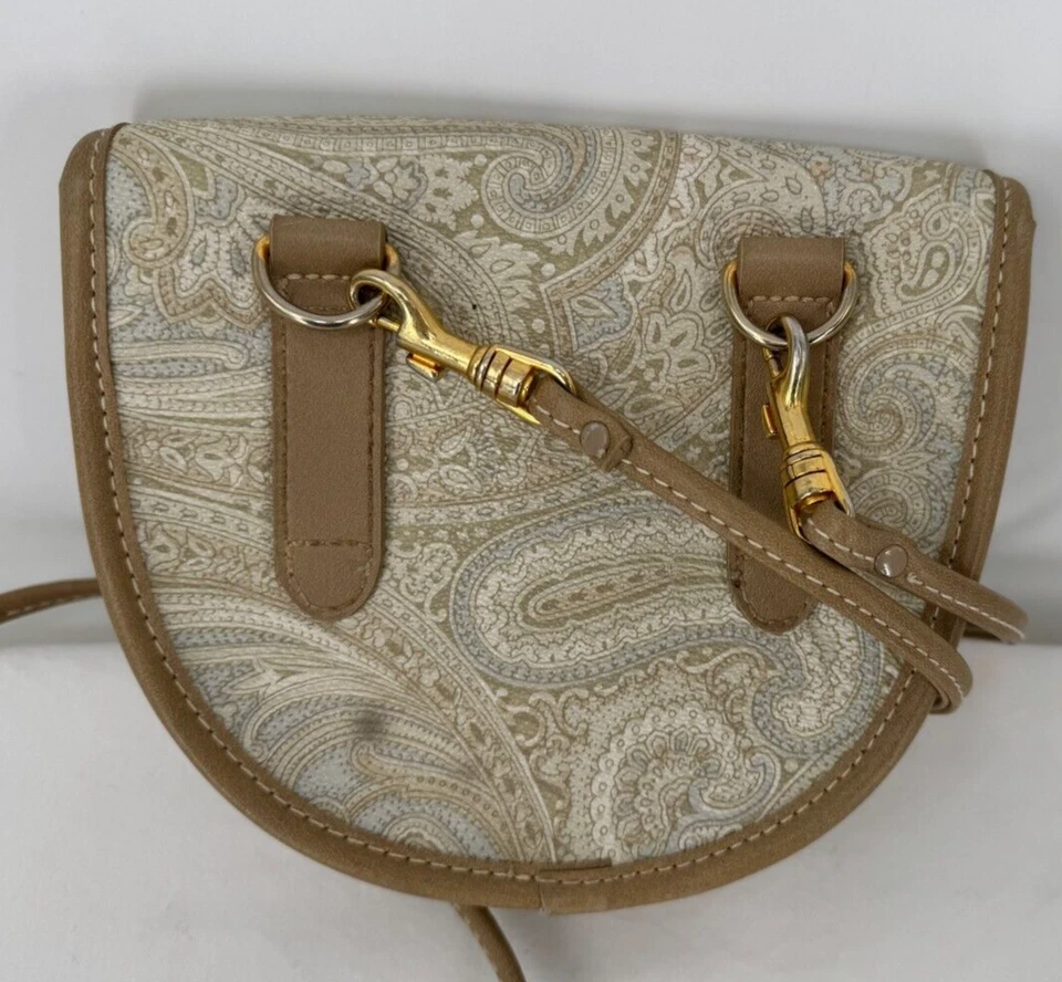 VTG 80s Carryland USA Beige Fair Isle Coated Small Crossbody Messenger Bag Purse - Image 2 of 4