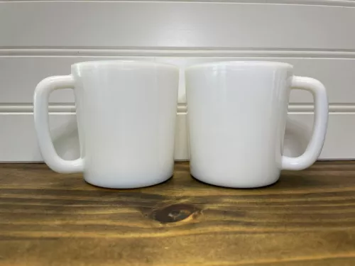 Set of Two Vintage Milk Glass Coffee Mugs