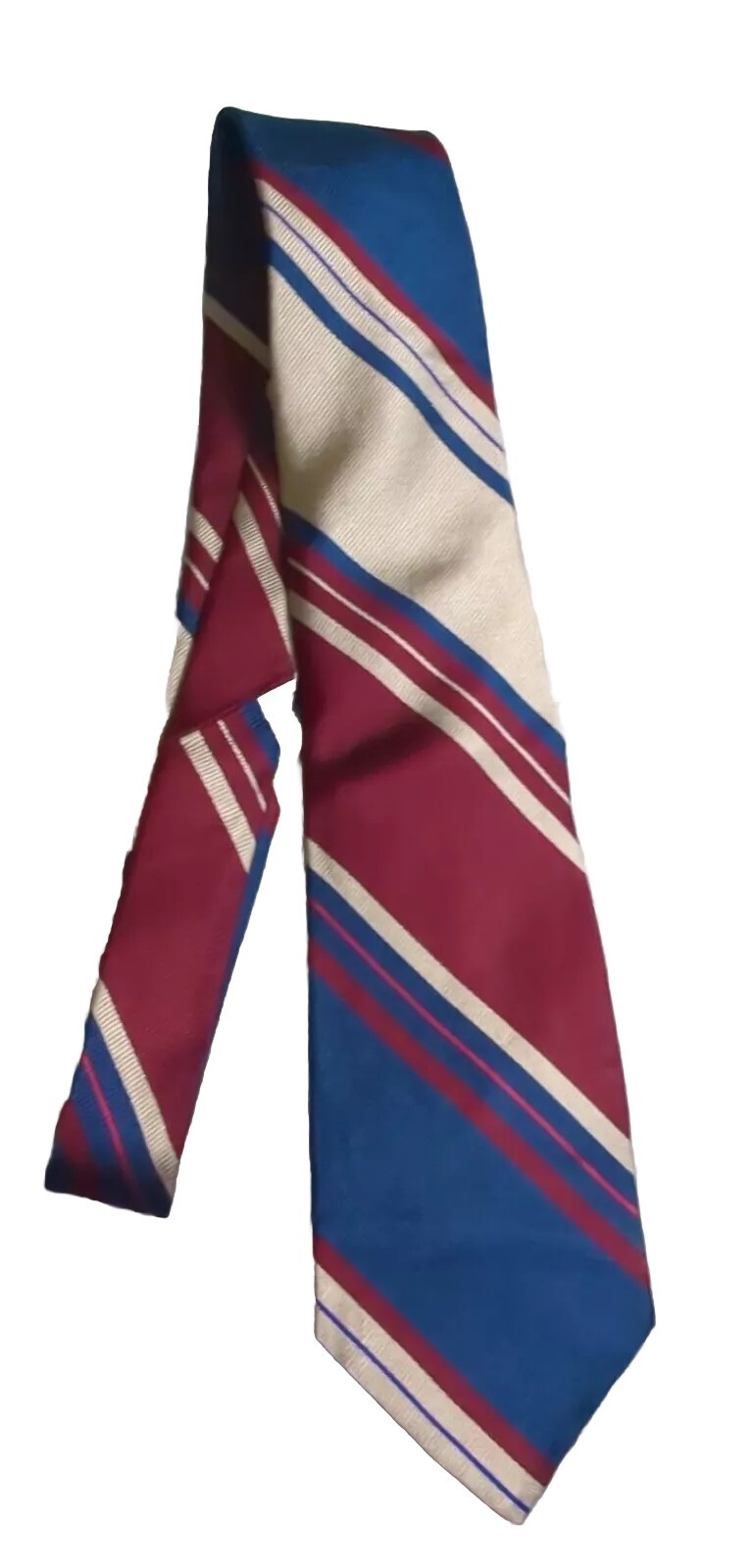 Cravatta vintage 3 25" CORTA fila Harridge marrone blu reale marrone chiaro righe diagonali