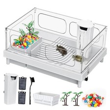 Turtle Tank Kit - Starter Aquarium with Filter, Brush, Easy Tank Filter White