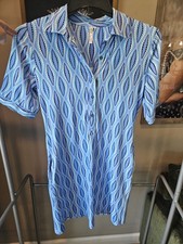 Lulu B Blue Oval Collar Button Down Dress Size XS Moisture Wicking UPF 50