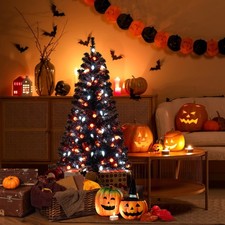 4.5 FT Pre-Lit Artificial Halloween Christmas Tree w/ 6 Lighting Modes