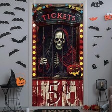 Halloween Door Decorations Cover Evil Circus Bloody Colorful
