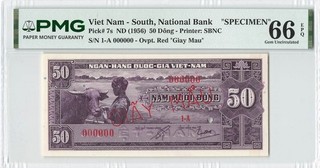 SOUTH VIETNAM 50 Dong 1956 P 7s SPECIMEN PMG 66 EPQ Gem UNC Scarce Grade