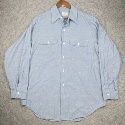 Big Mac, Vintage 70s Big Mac Shirt Men's Large Blue Chambray JC Penney Workwear VTG
