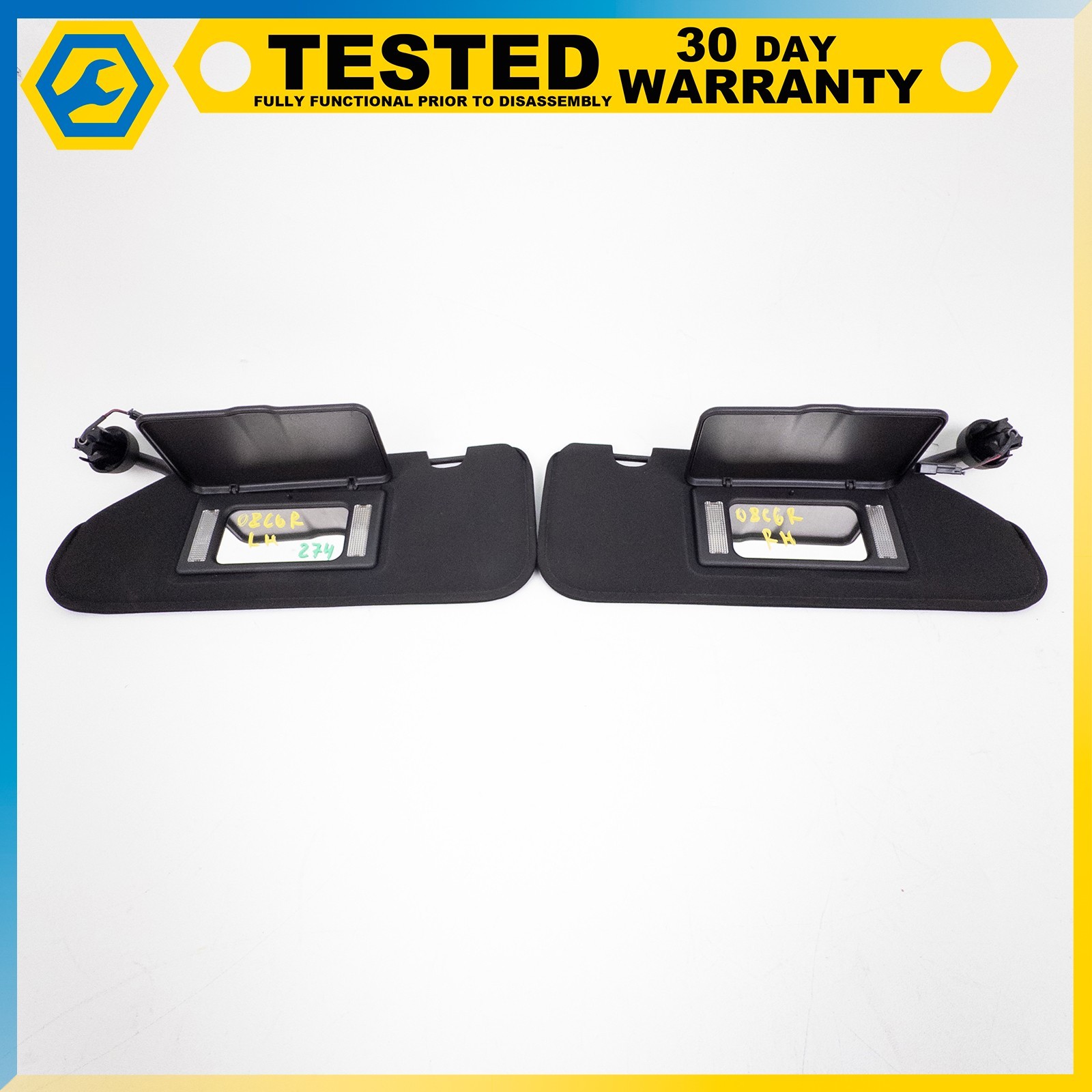 05-13 CHEVROLET CORVETTE C6 FRONT LEFT RIGHT SUN VISOR SHADE MIRROR LIGHT SET OE
