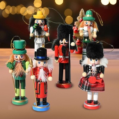 6 Stück Holz Nussknacker Ornamente Nussknacker Figur Deko für