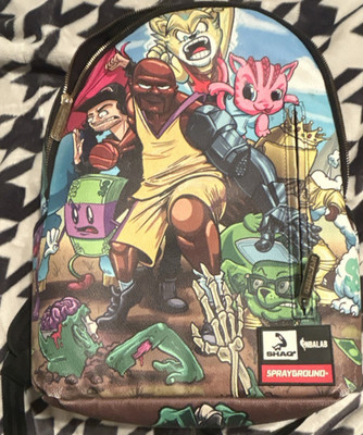 Sprayground Shaq NBA Graphic Print Zip Backpack Adjustable Strap Multicolor