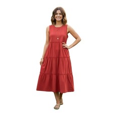 SALE J. Crew Tiered Midi Dress Women 6 Orange Sleeveless Cotton Poplin Summer