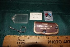1950s Weber Ford Motor Sales Cascade Iowa Two Key Chains Plastic Leather 1950s Weber Ford Motor Sales Cascade Iowa Two Key Chains Plastic Leather