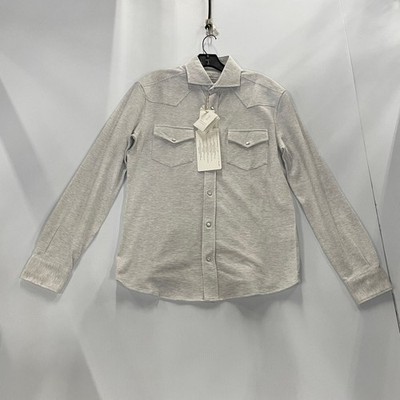 BRUNELLO CUCINELLI Piqué Cotton Shirt Men's Size M Gray ME8546666 