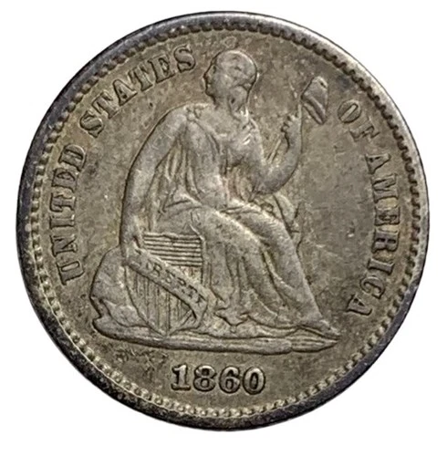 1860 Seated Liberty Half Dime XF