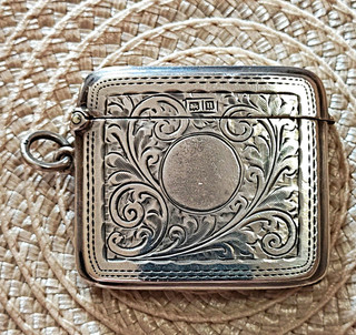 Solid Silver Vesta Case Henry Mathews 1919 Curved Case Birmingham 37gram 46mm