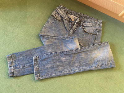 Laura Scott Mädchen Jeans blau mit Pailletten /Jeanshose Hose slim  Größe XS 