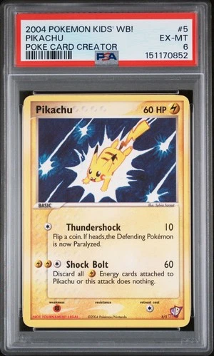 Pikachu Poke Card Creator #5 2004 Kids' WB PSA Graded EX-MT 6