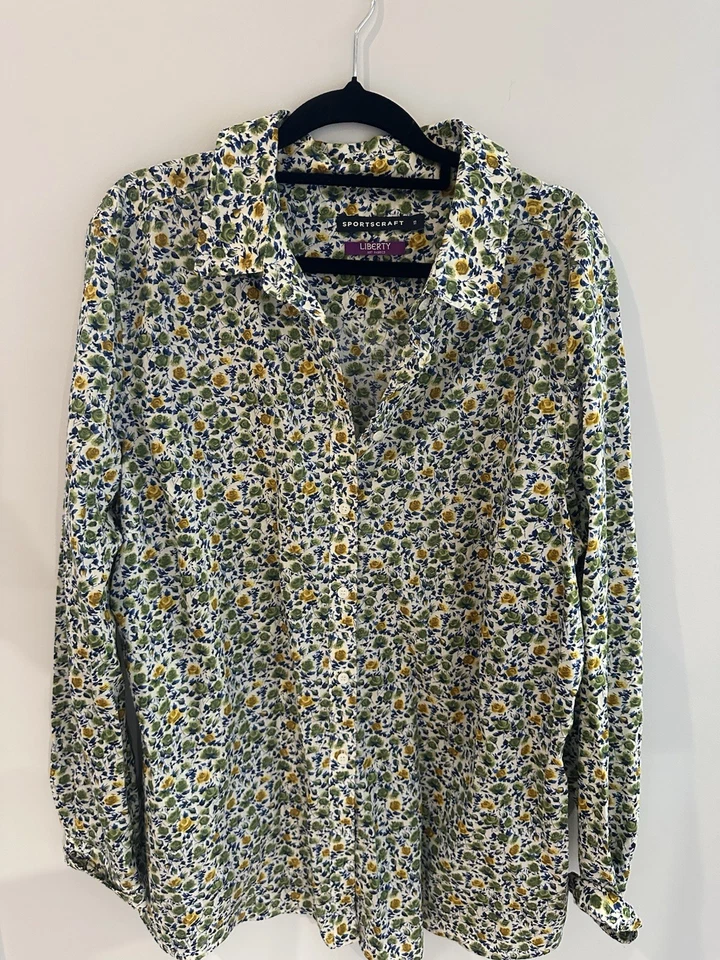 Sportscraft Liberty Button Up Blouse Top Boho Floral Size 18 XXL