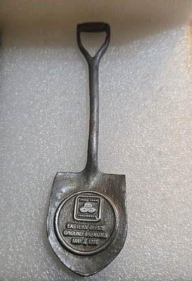 RARE 1991 State Farm Eastern Office Groundbreaking 6'' Brass Shovel Paperweight