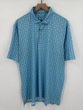 Johnnie-O Polo Shirt Mens XL Blue Hangin'Out Stretch Casual Golf Cocktail Print