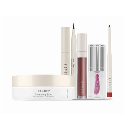 Farmasi & Dr. C. Tuna Makeup Set - Cleansing Balm, Ink Liner, Lipstick, Lip Glo 