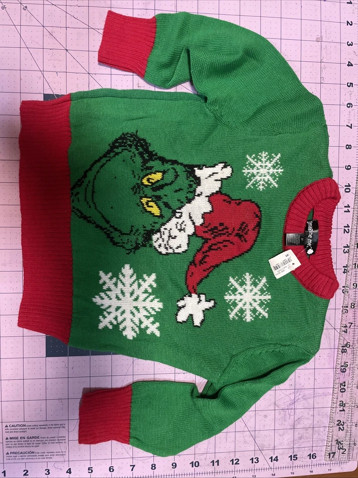 The Grinch 3T Kinder Pullover Weihnachten Urlaub Oberteil Langarm grün/rot