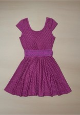 Love, Fire Dress Women s Sm Burgundy Cup Sleeves Floral Waist/Cutouts Flares