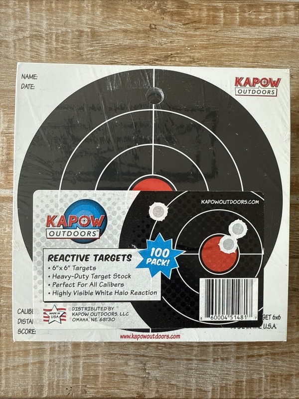 KAPOW Reactive Targets 100 Pack 6”x6”