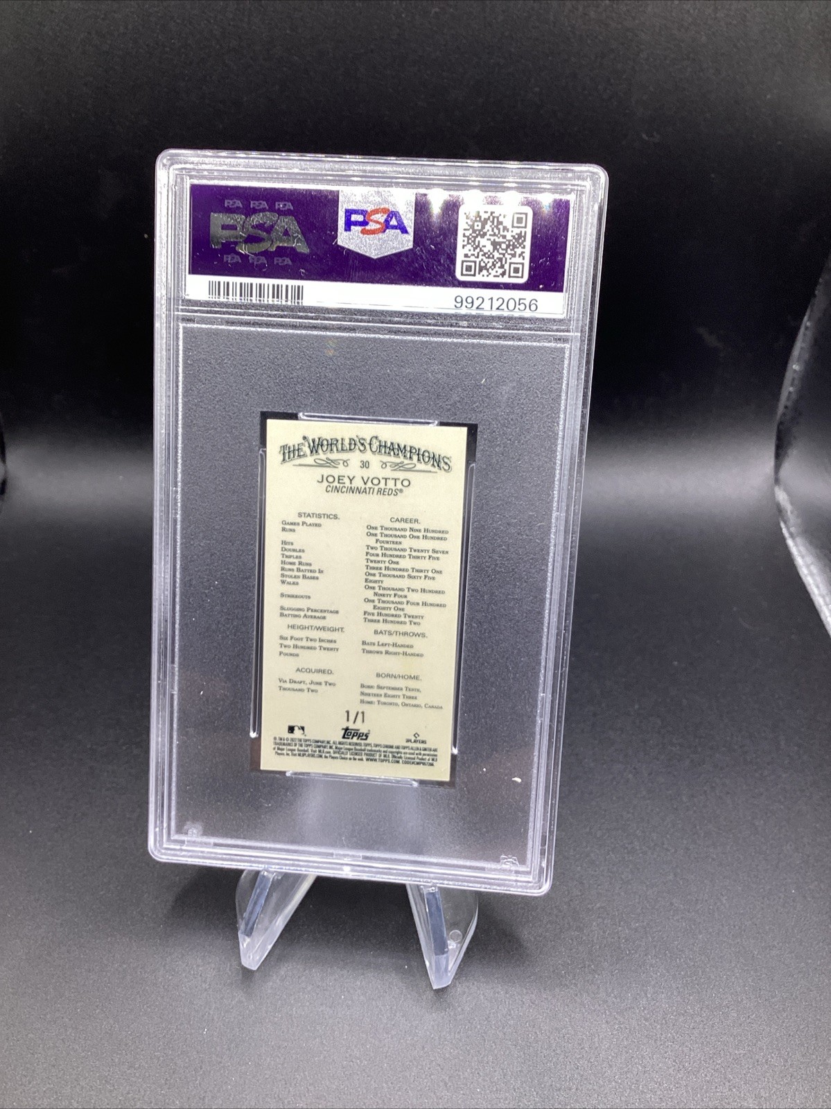 2022 Allen & Ginger Chr. Joey Votto Mini Superfractor 1/1 PSA Gem Mint 10 view 2
