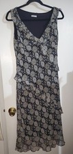 Vintage Y2K Believe Dress Black Gray Blue Sleeveless Geometric Floral Long