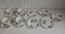 Vintage Floral Tea Set by Royal Standard Bone China 4 Cups & Saucers 5 Plates FO