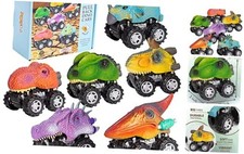 6 Pack Pull Back Dino Cars - Dinosaur Car Toys for Kids - Pull Back
