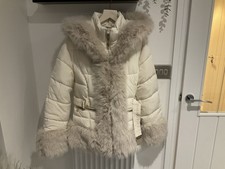Ladies Cream Coat. Faux Fur. Size 12. River Island. BNWOT