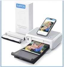 WOLFANG Instant Photo Printer, WiFi iOS Android includes 54 Sheets 4”x6” and ink