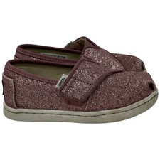 Toms Toddler 7 Shoes Sparkle Pink Alpargata Hook Loop