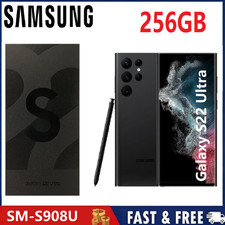New Samsung Galaxy S22 Ultra 5G SM-S908U 256GB Unlocked Smartphone Phantom Black