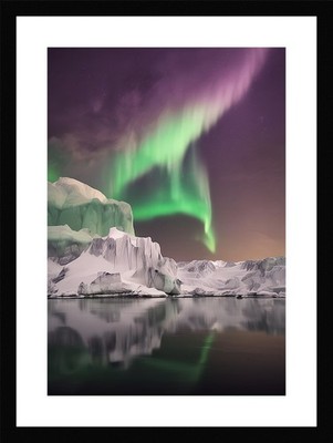 Moderne Nordlichter gerahmtes Wandbild Poster Leinwanddruck Bild