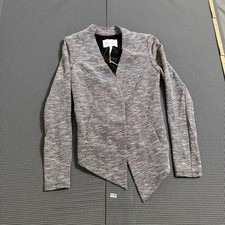 BCBGeneration Womens XS Grey Marled Knit Asymmetrical Hem Open Front Blazer
